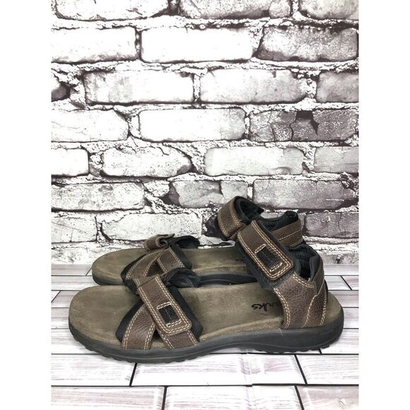 Clarks Brown Leather Synthetic Hiking Outdoor Strap Sandals Men Sz 11M US/44.5EU - Picture 1 of 16